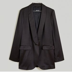 New MADEWELL Satin‎ Oversized Blazer in True Black Size 00